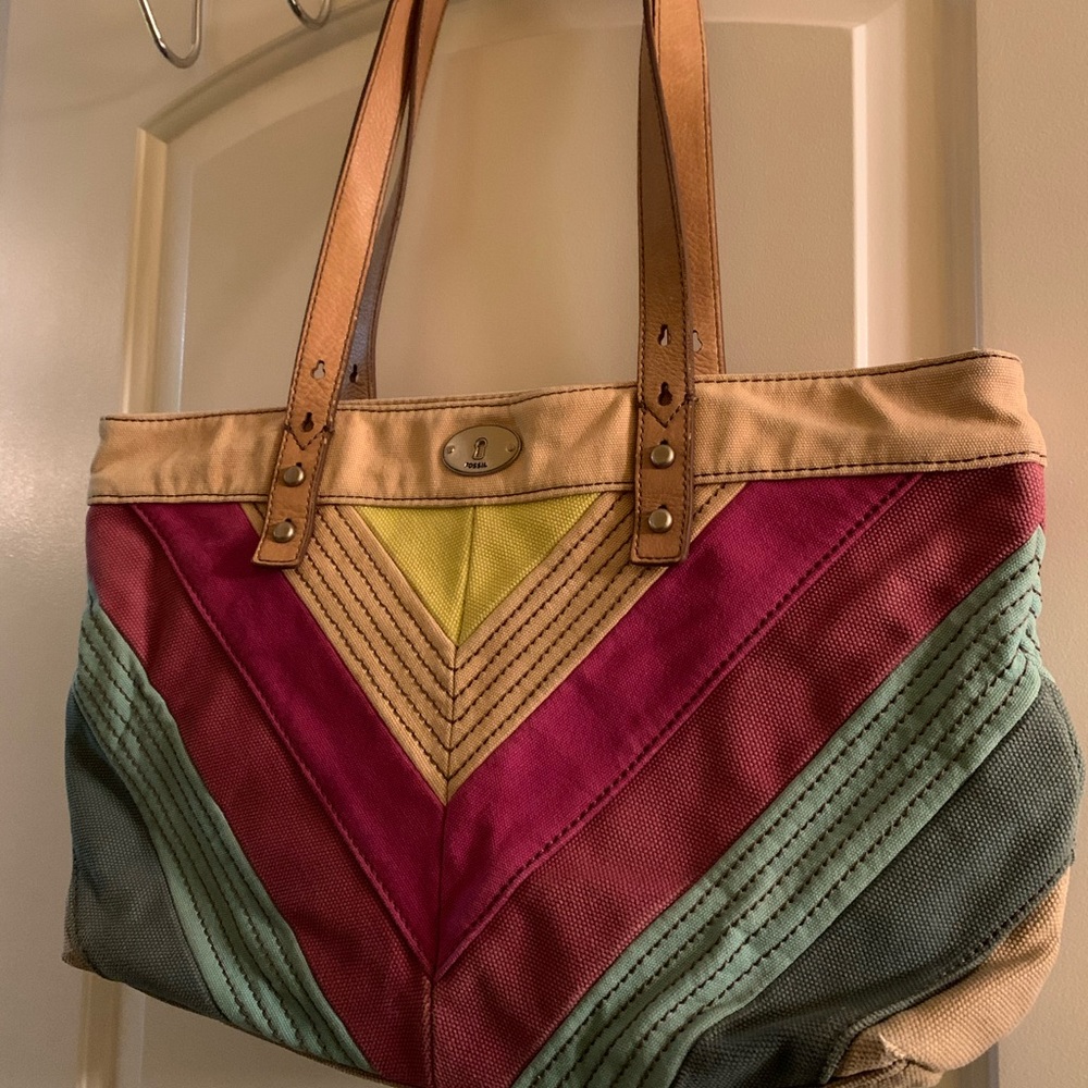 Vintage canvas fossil shoulder bag